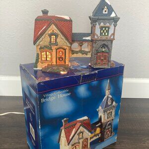 Holiday Time Bridge House Lighted Christmas Village Collectible Includes Light